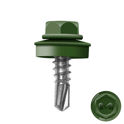 Саморез кровельный DAXMER по металлу RAL6002 Зеленый лист 5,5 19мм